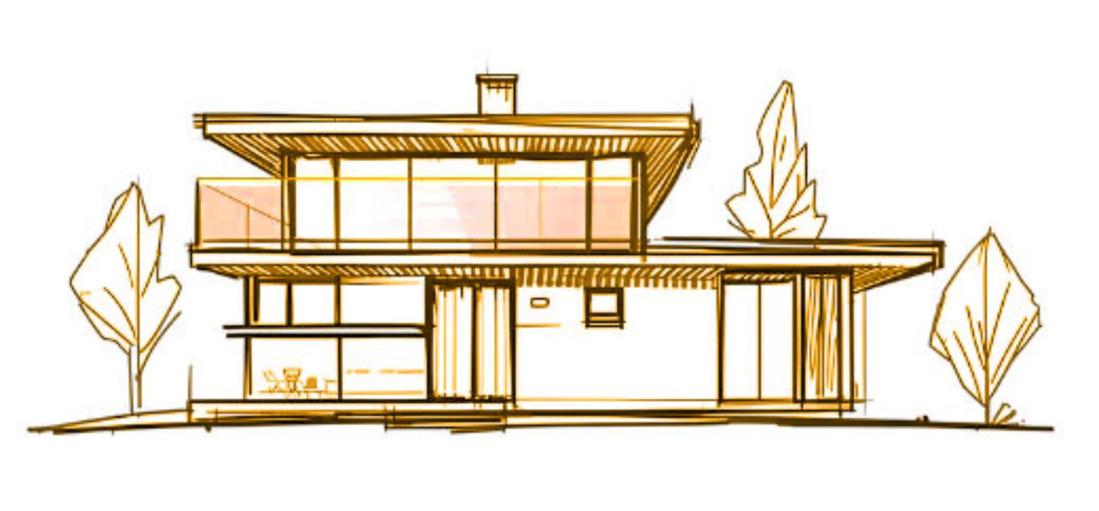 Ilustración arquitectónica de una vivienda